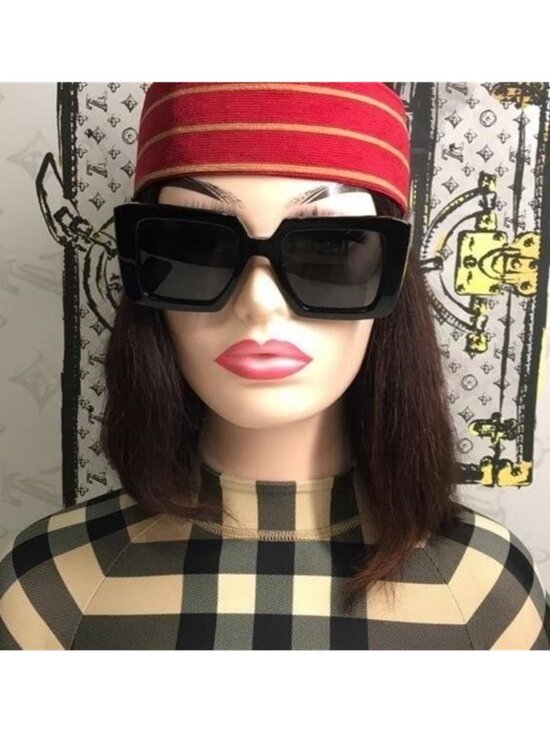 New Authentic Prada SPR23Y Symbole Square Sunglasses – Black & Pink main image 8